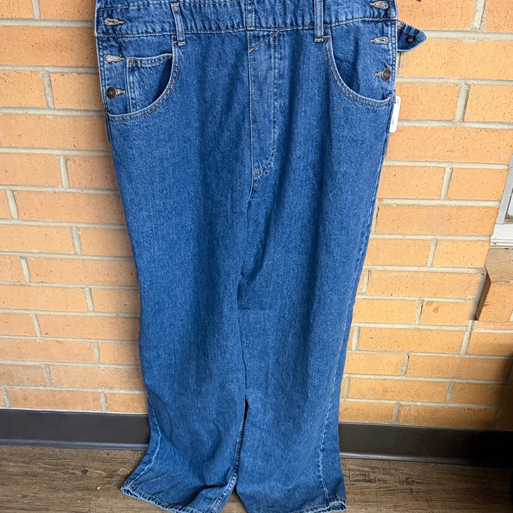 We The Free Denim Blue Wide-Leg Overalls - Picture 2 of 6